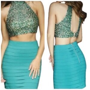 Sherri Hill Emerald Green Skirt Size 2 Tiered Short Homecoming Preppy Sexy